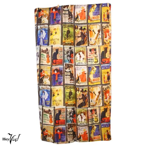 Signals Silk Scarf Wrap French Vintage Advertising Posters Oblong 72x20 -Hey Viv - Picture 1 of 5